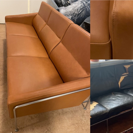 Arne Jacobsens soffa Airport klädd i Organic Leather.
